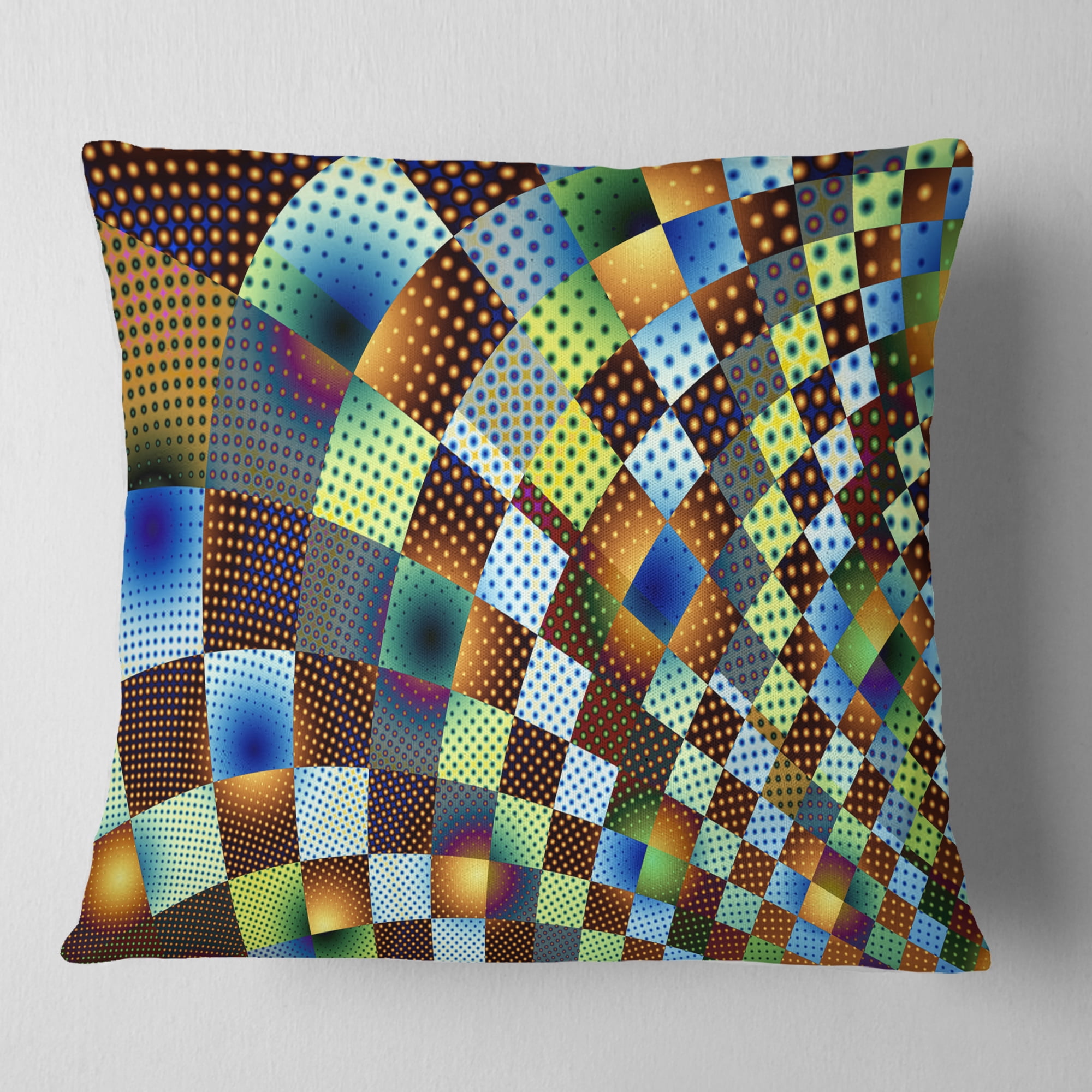 Designart Fractal Geometric Ornament Design - Contemporary Throw Pillow - 16x16