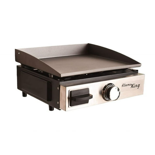 Flame King Flat Top Portable Propane Cast Iron Grill Griddle Tabletop for Outdoor Camping, Tailgating, Outdoor Cooking