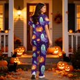 thumbnail image 4 of Halloween Women's Medical Scrub Set, V-Neck Short Sleeve Top & Straight Leg Pants, 2-Piece Work Uniform with Multi Pockets for Nurses & Healthcare Staff, Orange, S, 4 of 5
