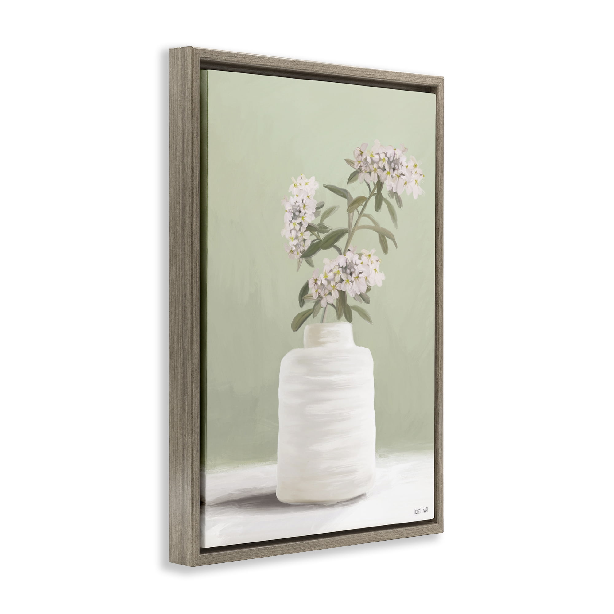 Stupell Industries Simple Herb Vase Botanical & Floral Painting Brown Floater Framed Art Print Wall Art, 17 x 25