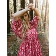 thumbnail image 5 of EASYBRAUS Women Floral Print Maxi Dress Boho Lantern Sleeve Loose Fit Spring 2025 S-2XL, 5 of 10