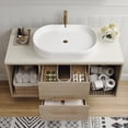 thumbnail image 2 of Modern 38.2" Wall-Mounted Bathroom Vanity with Oval Ceramic Sink, Floating Design, Multi-Layer Solid Wood Cabinet, Soft-Close Drawers & Open Shelves – Ideal for Small Bathrooms, 2 of 9