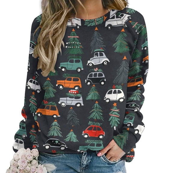 Sweatshirt For Womens Crewneck Christmas Train Cedar Tree Hoodies Teen Girls Cute