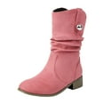 thumbnail image 3 of UngA Womens Mid Calf Boots Suede Wedge Boot Mid Heel Wedges Comfortable Casual Boots Womens Pink,Size 7.5, 3 of 7