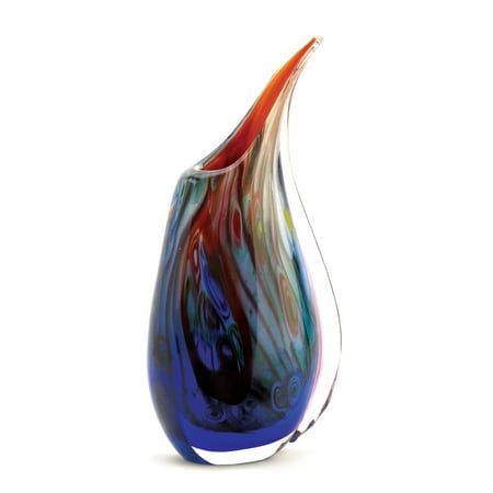 peacock flower vase blue