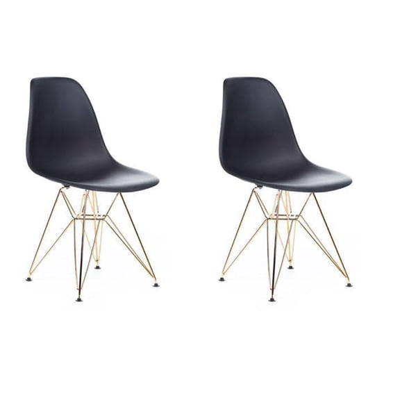 Eiffel Dining Chair with Gold Base - Black