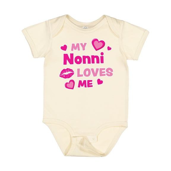 Inktastic Valentine's Day My Nonni Loves Me Hearts and Lips Boys or Girls Baby Bodysuit