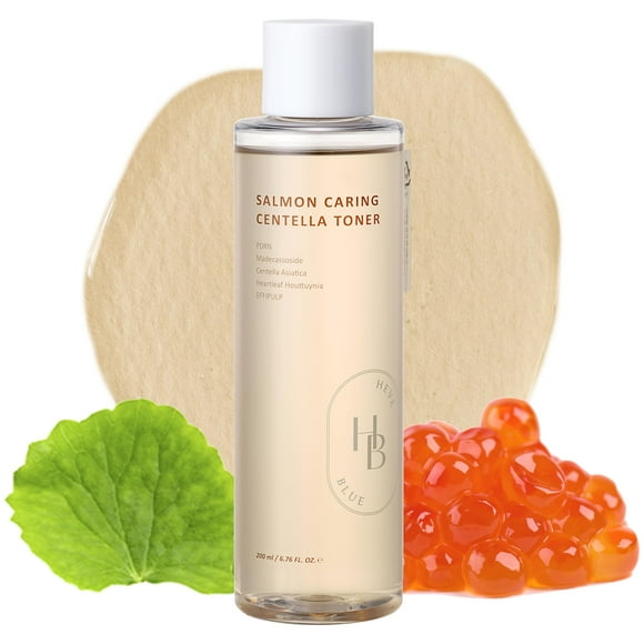HEVEBLUE Salmon Caring Centella Toner - pH 5.5, Salmon PDRN, Salmon Egg Extract, Centella, Madecassoside, Low Irritation, Korean Skincare, Valentine Gift