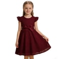 thumbnail image 2 of ZHOGXU Toddlers Kids Girls Lace Dress Summer Flying Sleeves Round Neck Solid Color Elegant Comfortable Dresses For Daily Wear And Party,7-8 Years, 2 of 7