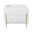 thumbnail image 4 of 69" White All Over Tufted Italian and Gold Leather Love Seat, 4 of 5