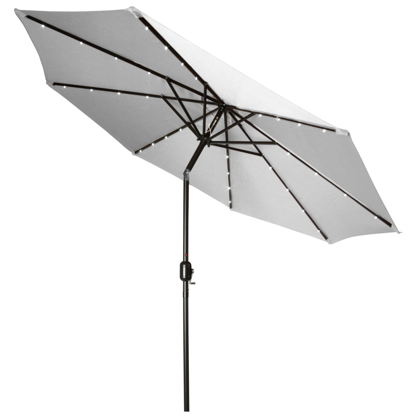 Deluxe Solar Powered LED Lighted Patio Umbrella 9' By Trademark Innovations (Gray)