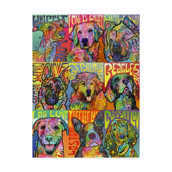 Trademark Fine Art 'Nine Up of Dogs' Canvas Art by Dean Russo