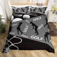 thumbnail image 2 of Erosebridal Housse de Couette de Sport de Golf Simple, Literie Noire Grise Taille Simple, Décor à Rayures Géométriques, Réversible 2 Pcs (Sans Couette), 2 of 7