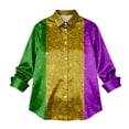 thumbnail image 5 of Women's Mardi Gras Shirts Long Sleeve Button Down Shirt Tuesday Carnival Party Outfit 2026, 5 of 7