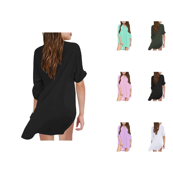 Little Girl's Kids Swimsuit Beach Cover Up For Girl Chiffon Shirt Bikini Beachwear Bathing Suit Beach Dress Swim Coverup