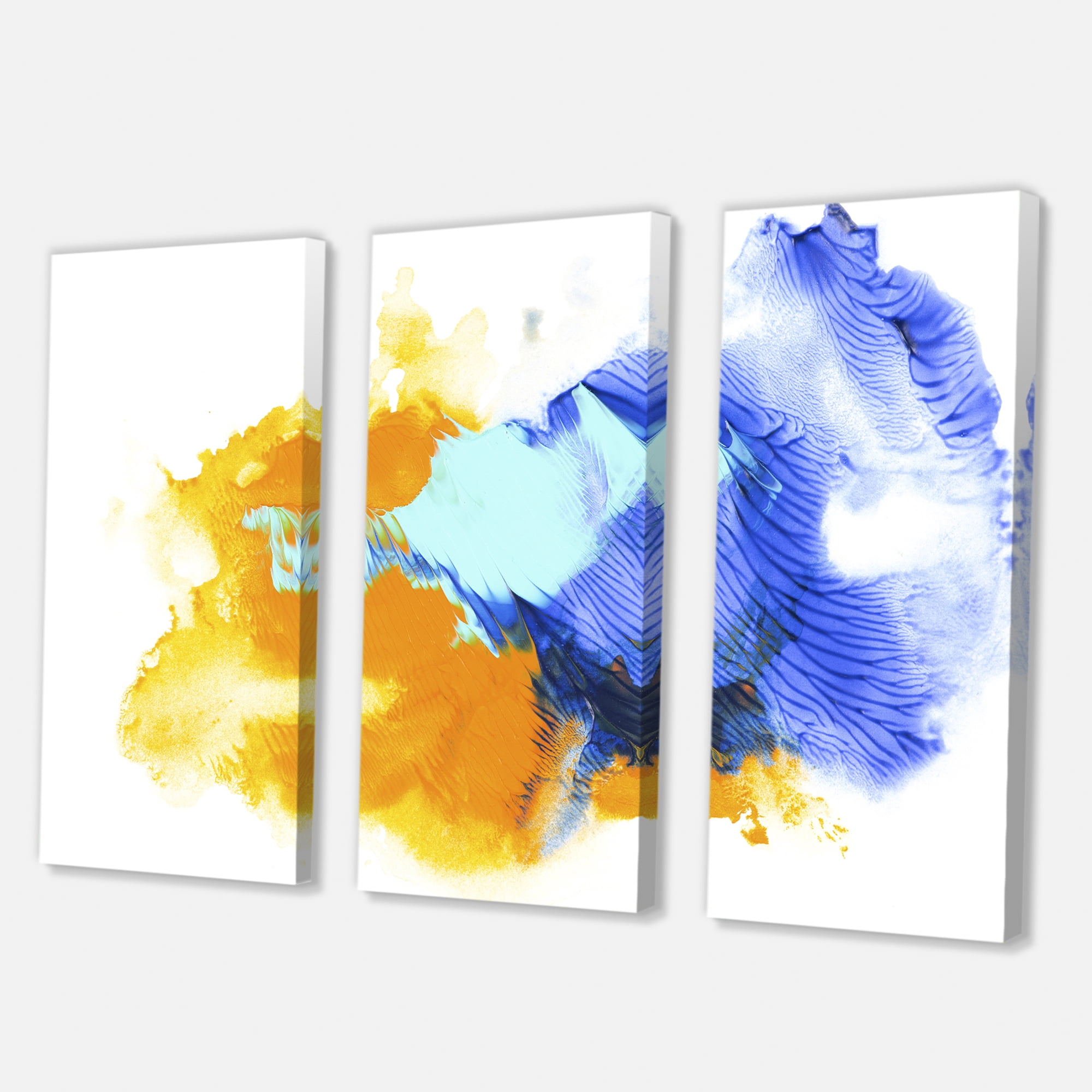 Designart ' Abstract Orange and Blue Clouds ' Modern Canvas Wall Art Print
