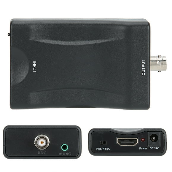 Convertidor de vídeo HDMI a BNC negro compatible con sistemas PAL/NTSC para grabadora de DVD