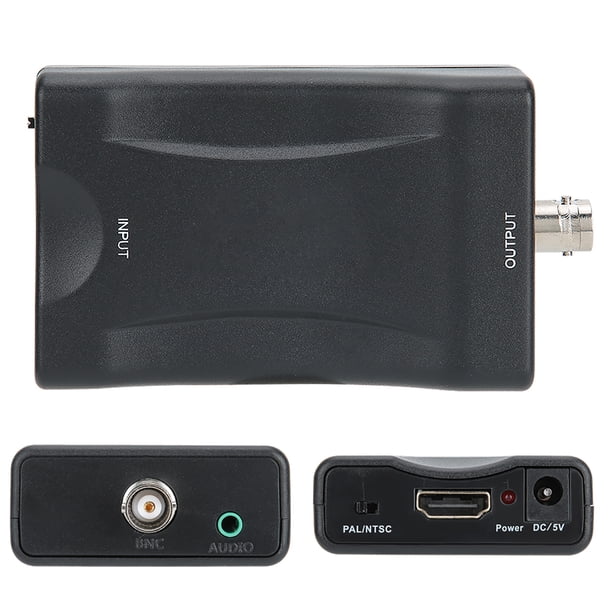 Convertidor de vídeo HDMI a BNC negro compatible con sistemas PAL/NTSC para grabadora de DVD