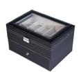 thumbnail image 4 of Caja de reloj Estuche de reloj con cajón Organizador de joyas de cuero PU portátil para hombres y mujeres Organizador de relojes para anillos Pendient, 4 of 8