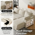 thumbnail image 4 of 90" L-Shaped Pull Out Sleeper Sofa, Couch Convertible Sofa Bed with Storage Ottoman, Storage Racks and USB Ports, Beige, 4 of 9