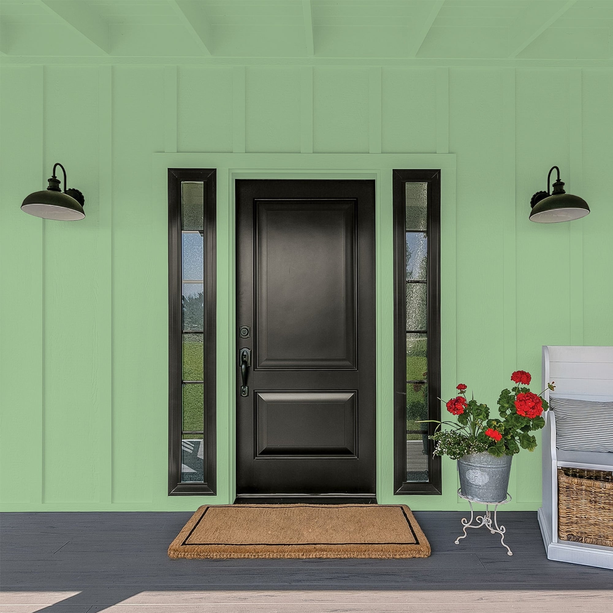 Glidden One Coat Pear Cactus / Green Flat Exterior Paint with Primer, 1 Gallon