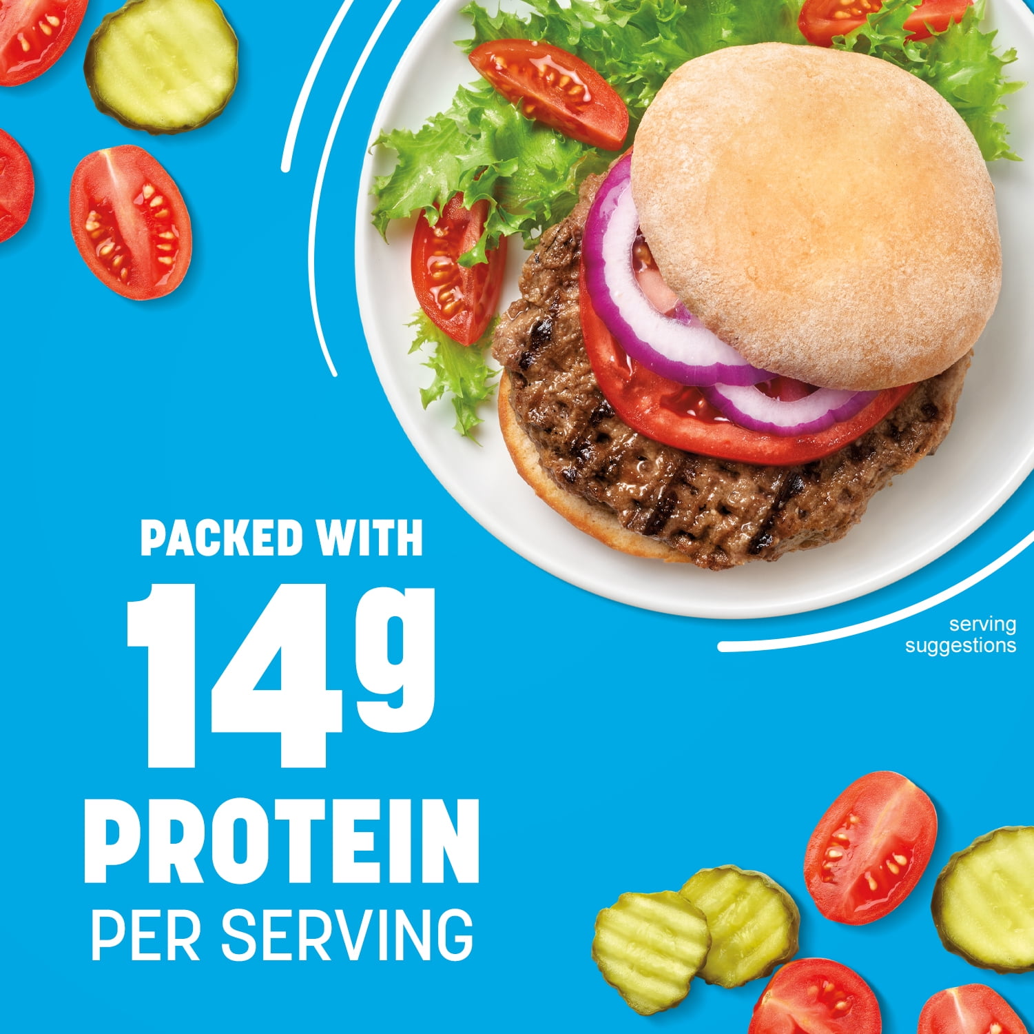 Nutrisystem High Protein Classic Beef Hamburgers, Frozen, 14g of Protein, 10 Count