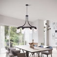thumbnail image 2 of FINE MAKER Black modern hanging industrial chandelier, 5 lights living room clear glass shade semi-recessed lamp, 2 of 10