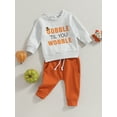 thumbnail image 4 of Elippeo Toddler Boys Thanksgiving Pants Sets 6M 12M 18M 24M 3Y Long Sleeve Letter Print Sweatshirt Tops and Drawstring Pants Sets, 4 of 9