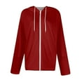 thumbnail image 2 of Fmbrln Womens Full Zip Up Hooded Sweatshirts Casual Long Sleeve Solid Sweatshirts Coat Loose Comfy Hoodies with Pockets Red S, 2 of 3