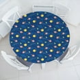 thumbnail image 3 of Ambesonne Space Fitted Round Tablecloth, Little Cartoon Rocket, 36"- 40" Diameter, Multicolor, 3 of 5