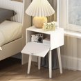 thumbnail image 6 of Nightstands Set of 2, Small Side Table, Bedside Table with Fluted Door, Solid Wood Feet; Modern Mid-Century End Table for Bedroom, Small Space (White), 6 of 12