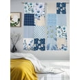 thumbnail image 3 of Blue Floral Sheer Curtains 63 Inch Length 2 Panels Set, Spring Flowers Plants Patchwork Grid Bohemia Voile Window Treatment Rod Pocket Curtains Sheers Drapes for Bedroom/Living Room/Kitchen 52x"63"x2, 3 of 7