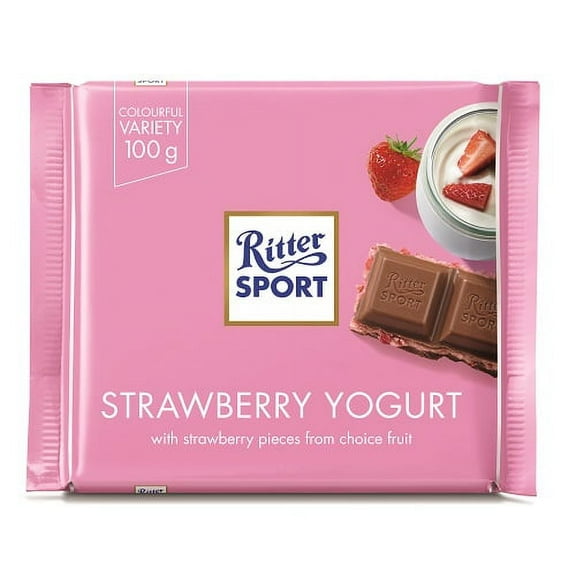 Ritter Sport Bars, Milk Chocolate with Strawberry Creme, 3.5 Ounce (Pack of 12)