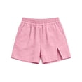 thumbnail image 5 of ClodeEU Women's Cotton Linen Elastic Waist Shorts, Casual Loose High Waist Summer Shorts with Pockets, Breathable Solid Color Beach Pants Pink,Women's Plus XL, 5 of 6