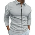 thumbnail image 2 of FYDUU Men's Casual Polo Shirts Men Casual Autumn Slim Fit Sport Shirt Zipper Turn Down Long Sleeve Polo Tee Shirts Stylish Tops Comfort Golf Shirts, 2 of 3