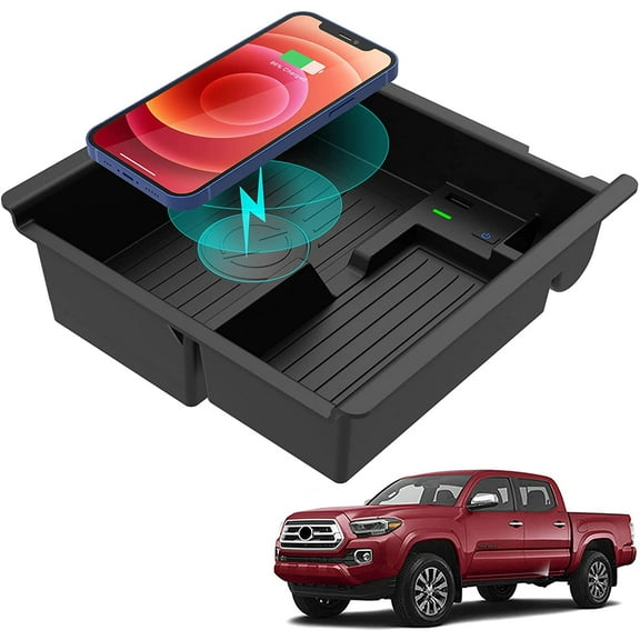 RoverOne Qi Car Wireless Charging pad for Toyota Tacoma 2016 - 2024 Center Console Phone Fast Charger Holder Mat Car Accessories