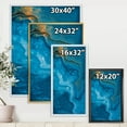 thumbnail image 3 of Abstract Blue Marble Composition II 24 in x 32 in Framed Painting Canvas Art Print, by Designart, 3 of 5