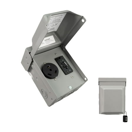 30 Amp NEMA TT-30R & 20 Amp WRTR GFCI Power Outlet Box 125 Volt, Heavy Duty Lockable Weatherproof Electrical Panel, Outdoor Receptacle for EV RV Generator Camper Trailer Motorhome, ETL Listed