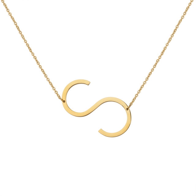 Personalized Initial Letter Necklace with Custom Engraving - Custom Initial Necklace - Oversized Letter Necklace - Sideways Initial Necklace for Women - Gift for Her - Jewelry Gift Set