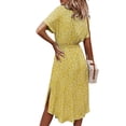 thumbnail image 4 of ITFABS Bouton Femme Midi Robe, Manches Courtes Imprimé Floral Chemise Robe, 4 of 6