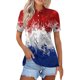 thumbnail image 1 of Blusas para las Mujeres Casual Cómodo de Manga Corta Cuello de Vuelta Botón con Impresión Del Día de la Independencia, 1 of 4