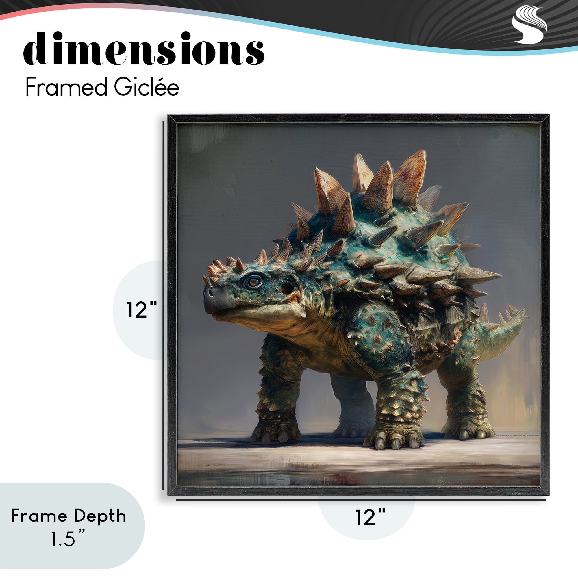 Stupell Industries Prehistoric Ankylosaurus Portrait Black Framed Giclee Art, design by Wumples