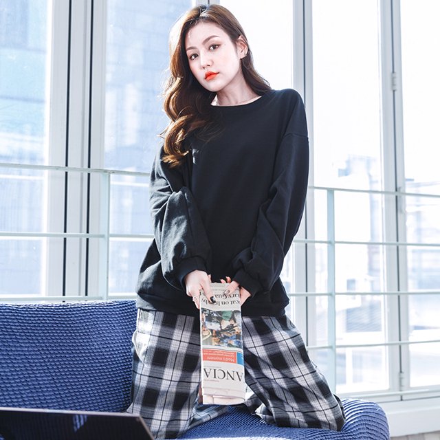 Pijamas de algodón puro de primavera y otoño, pantalones de manga larga para mujer, ropa de casa, traje, ropa de abrigo sencilla, pijamas de estilo coreano para mujer