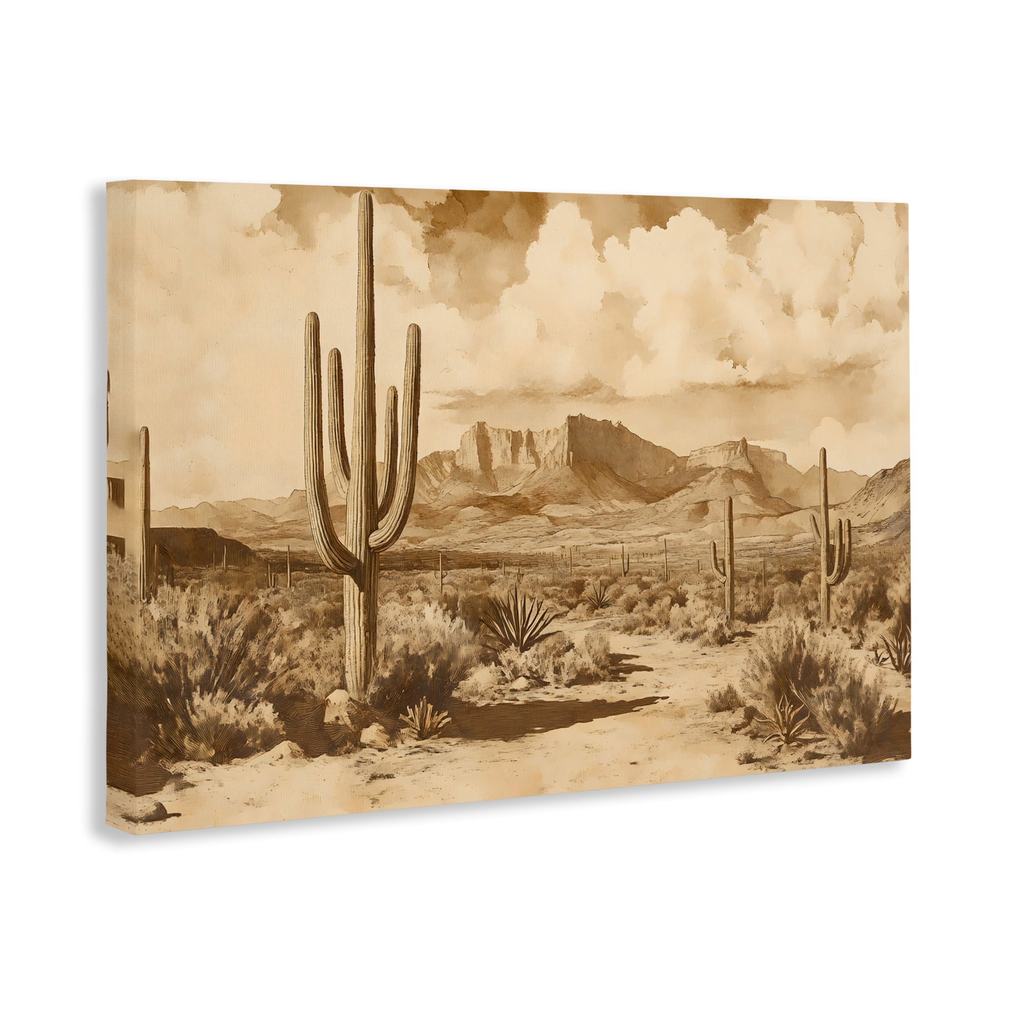 Stupell Industries Vintage Desert Peaks with Saguaro Canvas Wall Art, design by Franklyn Gregory