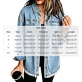 thumbnail image 3 of ClodeEU Women's Fringe Trim Hem Denim Shacket,Oversized Long Sleeve Button Down Jean Shirt Jacket ,Women's Plus L, 3 of 5
