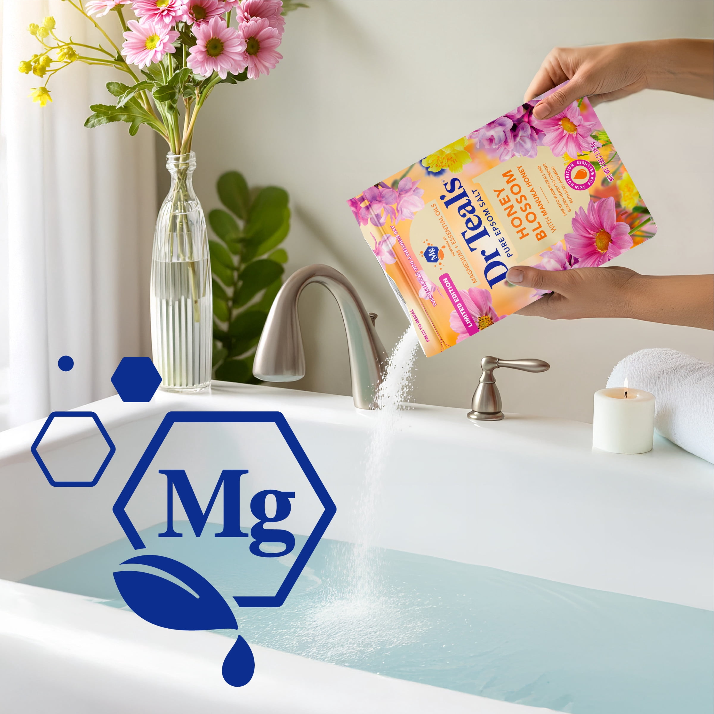 Dr Teal's Pure Epsom Salt, Honey Blossom with Manuka Honey & Essential Oils, 3 lbs