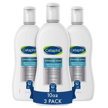 Cetaphil Restoraderm Soothing Wash, 10 Floz Pack Of 3, Soothes Dry, Stressed Skin, Hypoallergenic, Soap & Paraben Free, National Eczema Association Endorsed, Dermatologist Recommended