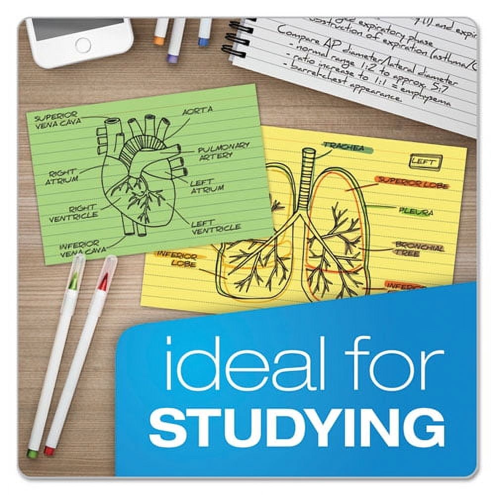 Ruled Index Cards, 3 X 5, Green, 100/pack | Bundle of 10 Packs