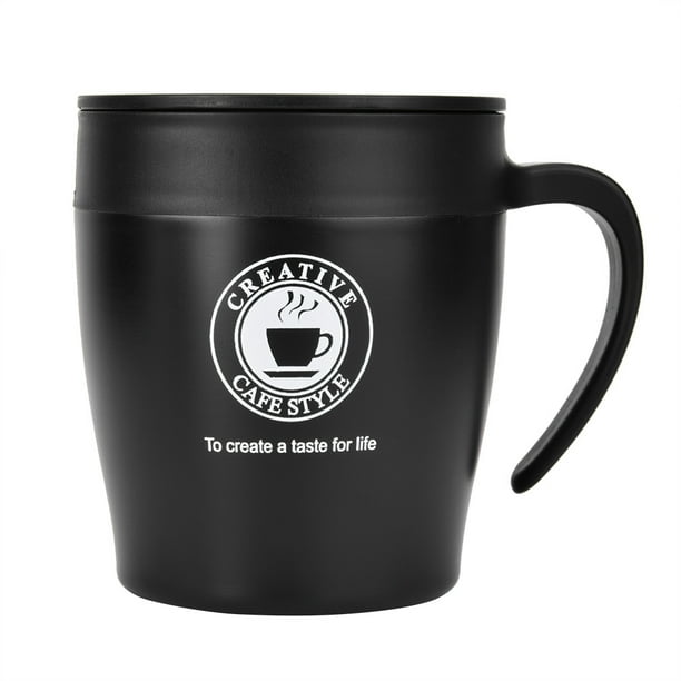 Taza de café con cuchara y tapa, taza de café con aislamiento de acero inoxidable, taza de agua, diseño fácil de usar