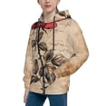 thumbnail image 2 of Lsque Vintage Rose Botanical Art Patten Youth Hoodie Sweatshirt Pullover with Kangaroo Pocket Boys and Girls Hoodie Warm Hoodie for Kids-Large, 2 of 6